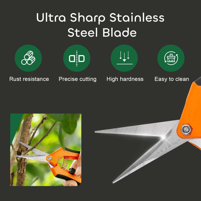 GROWNEER 3 Packs 6.5 Inch Pruning Shears Gardening Hand Pruning Snips Gardening Scissors with Straight Stainless Steel Precision Blades - Image 3